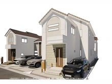 【東京都/世田谷区砧】世田谷区砧1丁目新築戸建　4号棟 完成予想図：図面を基に描き起したもので、実際とは多少異なる場合があります。中央／全4棟