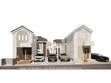 【東京都/世田谷区砧】世田谷区砧1丁目新築戸建　4号棟 完成予想図：図面を基に描き起したもので、実際とは多少異なる場合があります。右側／全4棟