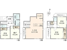 【東京都/足立区六月】足立区六月1丁目　戸建て　A棟 間取り図