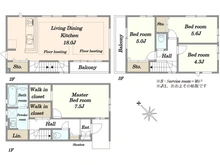 【埼玉県/川口市朝日】川口市朝日六丁目　新築戸建　1号棟 間取り図