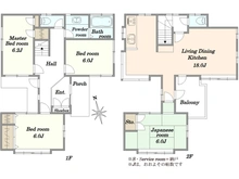 【埼玉県/越谷市大間野町】越谷市大間野町5丁目　中古戸建 間取り図