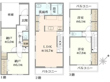 【神奈川県/川崎市幸区戸手】川崎市幸区戸手4丁目　新築戸建　1号棟 間取り図