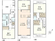 【神奈川県/川崎市幸区戸手】川崎市幸区戸手4丁目　新築戸建　3号棟 間取り図