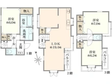 【神奈川県/川崎市高津区北見方】川崎市高津区北見方3丁目　中古戸建 間取り図