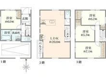 【神奈川県/川崎市高津区坂戸】坂戸3丁目新築戸建てA号棟 間取り図