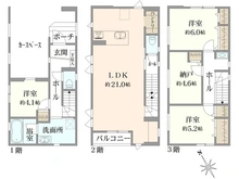 【東京都/武蔵野市関前】武蔵野市関前3丁目新築戸建 1号棟／全3号棟 間取り図