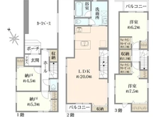 【東京都/武蔵野市関前】武蔵野市関前3丁目新築戸建 2号棟／全3号棟 間取り図