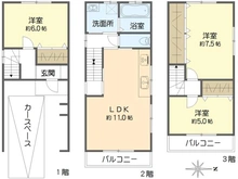 【大阪府/大阪市城東区中浜】大阪市城東区中浜1丁目　戸建て 間取り図