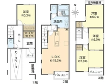 【大阪府/大阪市東住吉区杭全】大阪市東住吉区杭全八丁目　新築戸建 間取り図