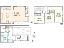 【東京都/大田区西蒲田】大田区西蒲田6丁目新築戸建 間取り図