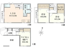 【東京都/大田区多摩川】大田区多摩川2丁目　中古戸建て 間取り図
