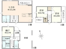 【東京都/大田区中央】大田区中央8丁目　新築戸建て1号棟 間取り図