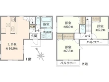 【東京都/府中市多磨町】府中市多磨町2丁目　新築戸建 間取り図