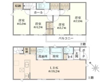 【東京都/調布市富士見町】調布市富士見町第8　新築戸建　1号棟 間取り図
