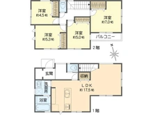 【神奈川県/横浜市泉区和泉中央南】泉区和泉中央南2丁目　新築戸建　4号棟/全5棟 間取り図