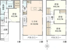 【神奈川県/横浜市青葉区市ケ尾町】横浜市青葉区市ケ尾町　新築戸建て　B号棟 間取り図