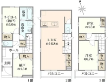 【千葉県/市川市原木】市川市原木3丁目　新築戸建て　D棟 間取り図