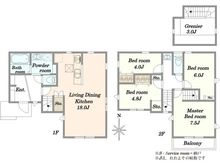 【東京都/練馬区土支田】練馬区土支田4丁目　新築戸建 間取り図