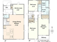 【神奈川県/川崎市中原区上平間】川崎市中原区上平間　新築戸建1号棟 間取り図