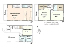 【神奈川県/川崎市中原区苅宿】川崎市中原区苅宿　新築戸建1号棟 間取り図