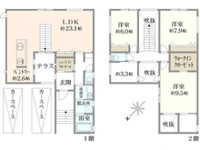 【兵庫県/芦屋市朝日ケ丘町】芦屋市朝日ケ丘町　新築戸建 間取り図