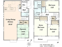 【埼玉県/所沢市東所沢和田】所沢市東所沢和田3丁目 新築戸建 4号棟 間取り図