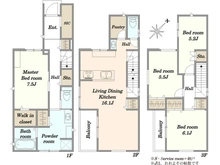 【埼玉県/さいたま市南区白幡】さいたま市南区白幡6丁目　新築戸建　4号棟 間取り図