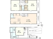 【神奈川県/川崎市高津区東野川】グレイスウッド 武蔵中原 A号棟 間取り図