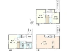 【神奈川県/川崎市高津区東野川】グレイスウッド 武蔵中原 F号棟 間取り図