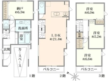 【神奈川県/横浜市鶴見区上末吉】横浜市鶴見区上末吉5丁目　新築戸建　B号棟 間取り図