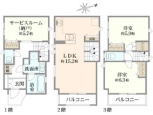 【神奈川県/横浜市鶴見区栄町通】鶴見区栄通一丁目 　中古戸建 間取り図