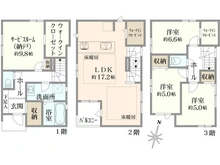 【神奈川県/横浜市鶴見区潮田町】横浜市鶴見区潮田町1期　新築戸建て　1号棟 間取り図