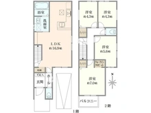 【大阪府/高槻市西冠】高槻市西冠1期2号棟　新築戸建 間取り図