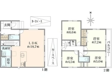 【大阪府/高槻市大冠町】高槻市大冠町一丁目1期1号地　新築戸建 間取り図
