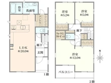 【大阪府/枚方市渚東町】枚方市渚東町　新築戸建て　2号棟 間取り図