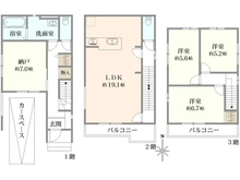 【大阪府/高槻市日向町】高槻市日向町　新築戸建て　1号棟 間取り図