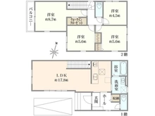 【大阪府/高槻市東五百住町】大阪府高槻市東五百住町1期1号棟 新築戸建 間取り図