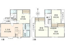 【大阪府/茨木市鮎川】茨木市鮎川一丁目　戸建 間取り図