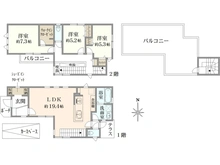 【大阪府/高槻市川西町】高槻市川西町3丁目　新築戸建 間取り図