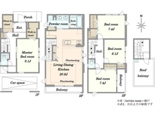 【東京都/目黒区碑文谷】目黒区碑文谷1丁目　新築戸建A号棟 間取り図
