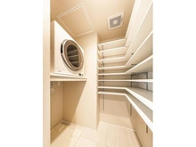 【東京都/杉並区和田】グランカレス中野富士見町ハウス 洗面所：ガス乾燥機「幹太くん」設置済み