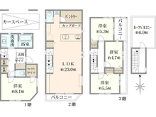 【東京都/中野区東中野】中野区東中野1丁目 新築戸建 間取り図