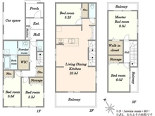 【東京都/江戸川区南篠崎町】江戸川区南篠崎一丁目新築戸建3号棟 間取り図