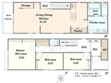 【東京都/新宿区中落合】新宿区中落合3丁目　戸建 間取り図