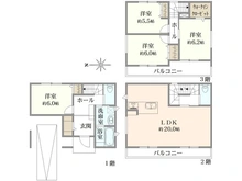 【大阪府/豊中市螢池北町】豊中市蛍池北町三丁目　新築戸建 間取り図