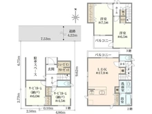 【大阪府/吹田市江坂町】吹田市江坂町2丁目　新築戸建 間取り図