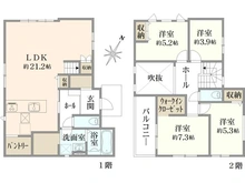 【埼玉県/新座市西堀】新座市西堀2丁目新築戸建・1号棟 間取り図