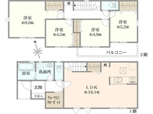 【東京都/日野市大坂上】日野市大坂上3丁目　新築戸建　1号棟 間取り図
