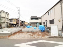【東京都/立川市栄町】立川市栄町6期　新築分譲住宅　1号棟 建築中の外観：全2区画　右側　1号棟