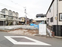 【東京都/立川市栄町】立川市栄町6期　新築分譲住宅　1号棟 建築中の外観：全2区画　右側　1号棟